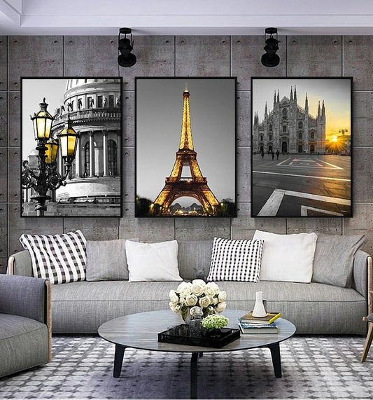 Modern Building Landscape Wall Art Canvas Painting