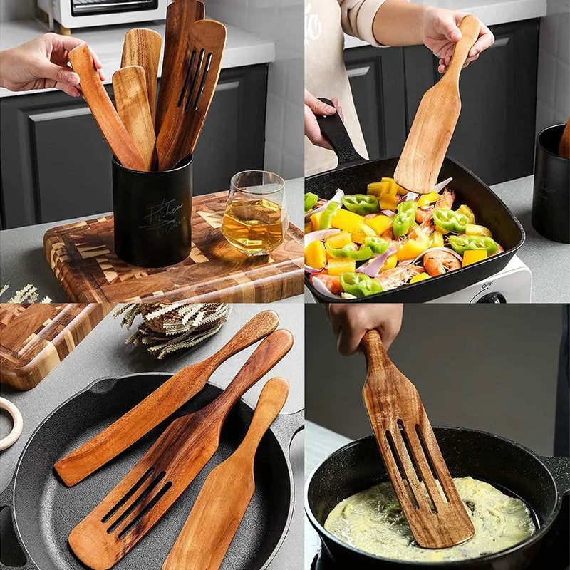 Teak Wood Long Handle Spatula