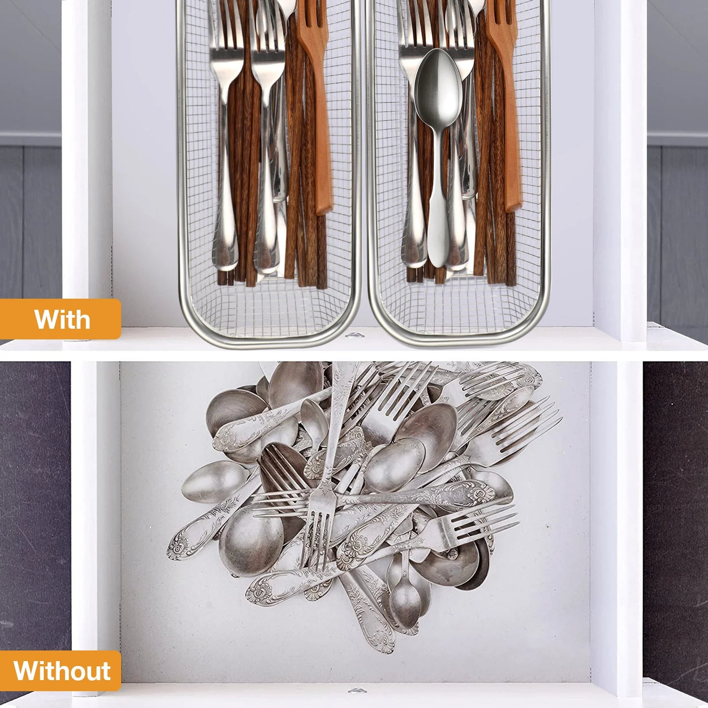 Stainless Steel Cutlery Storage Basket Mesh