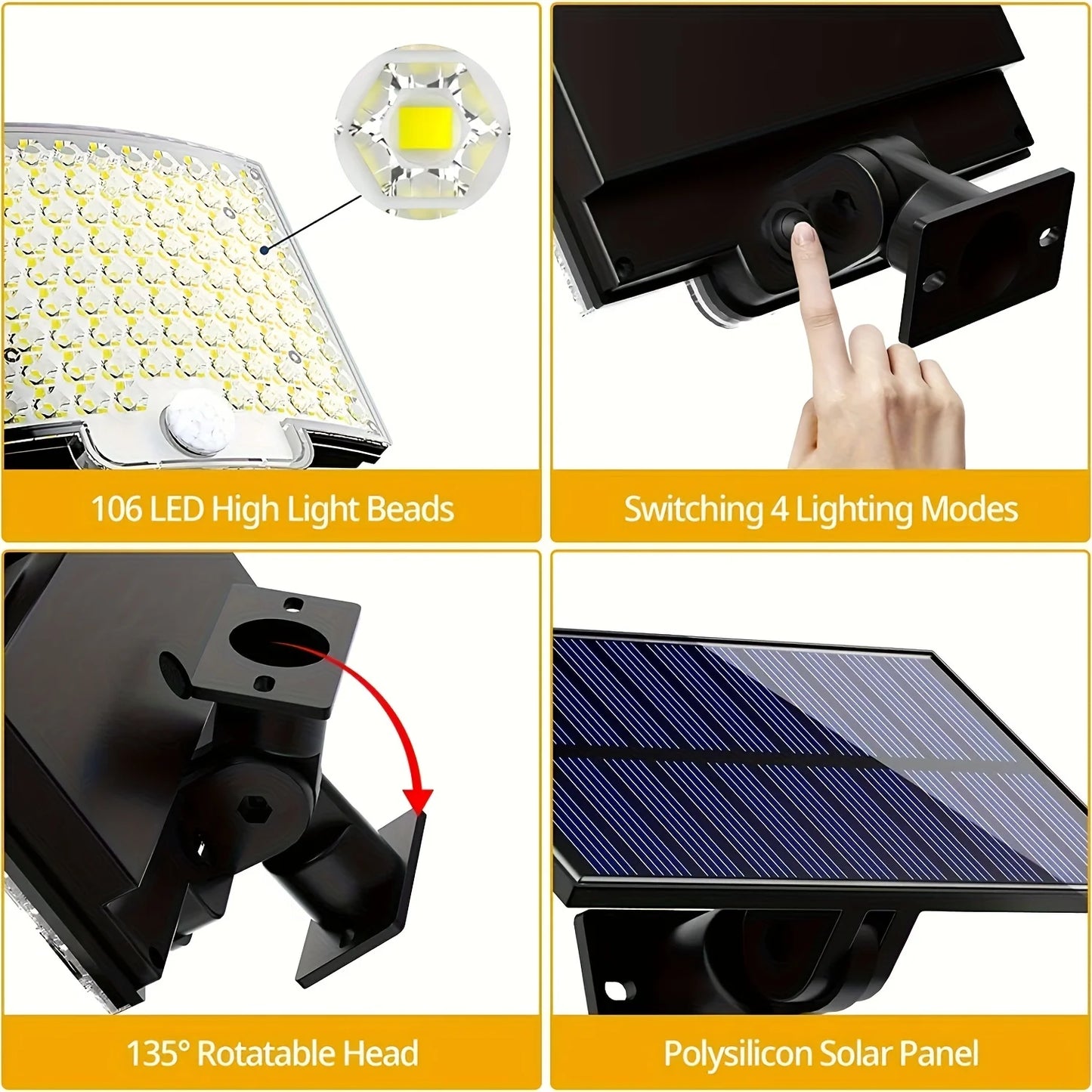 1PC 106LED Split Solar Light Outdoor Waterproof with Motion Sensor Floodlight