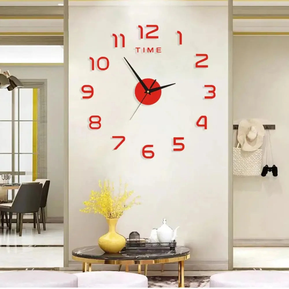 Large 3D Wall Clock Mirror Sticker