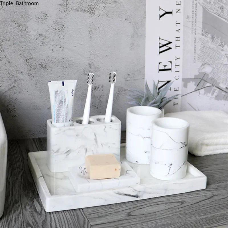 Marble Stripe Resin Bathroom Wash Set