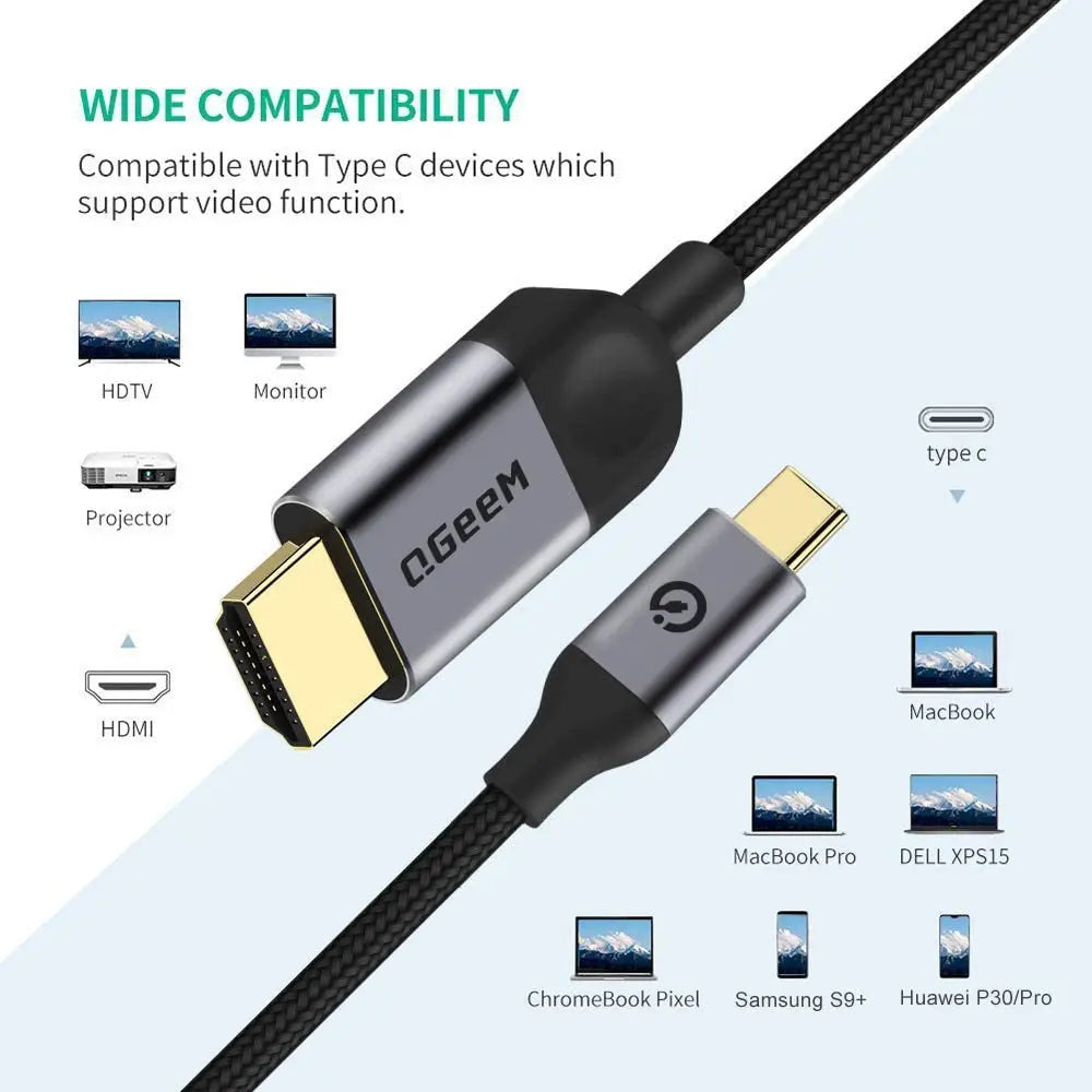 QGeeM USB C to HDMI Cable Adapter 6ft 4K