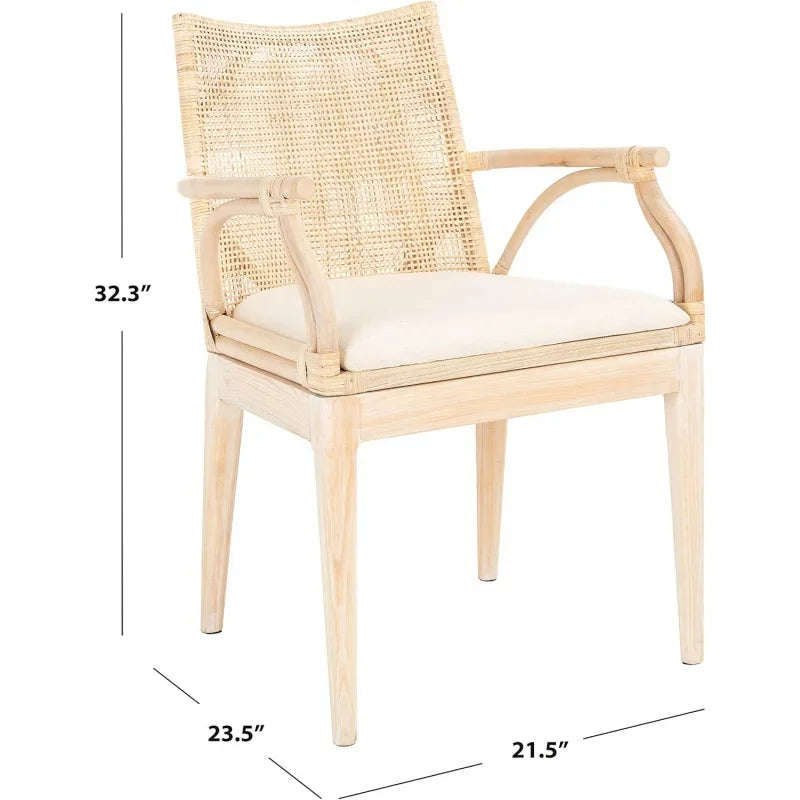 SAFAVIEH Gianni Natural Wash/White Cushion Arm Chair