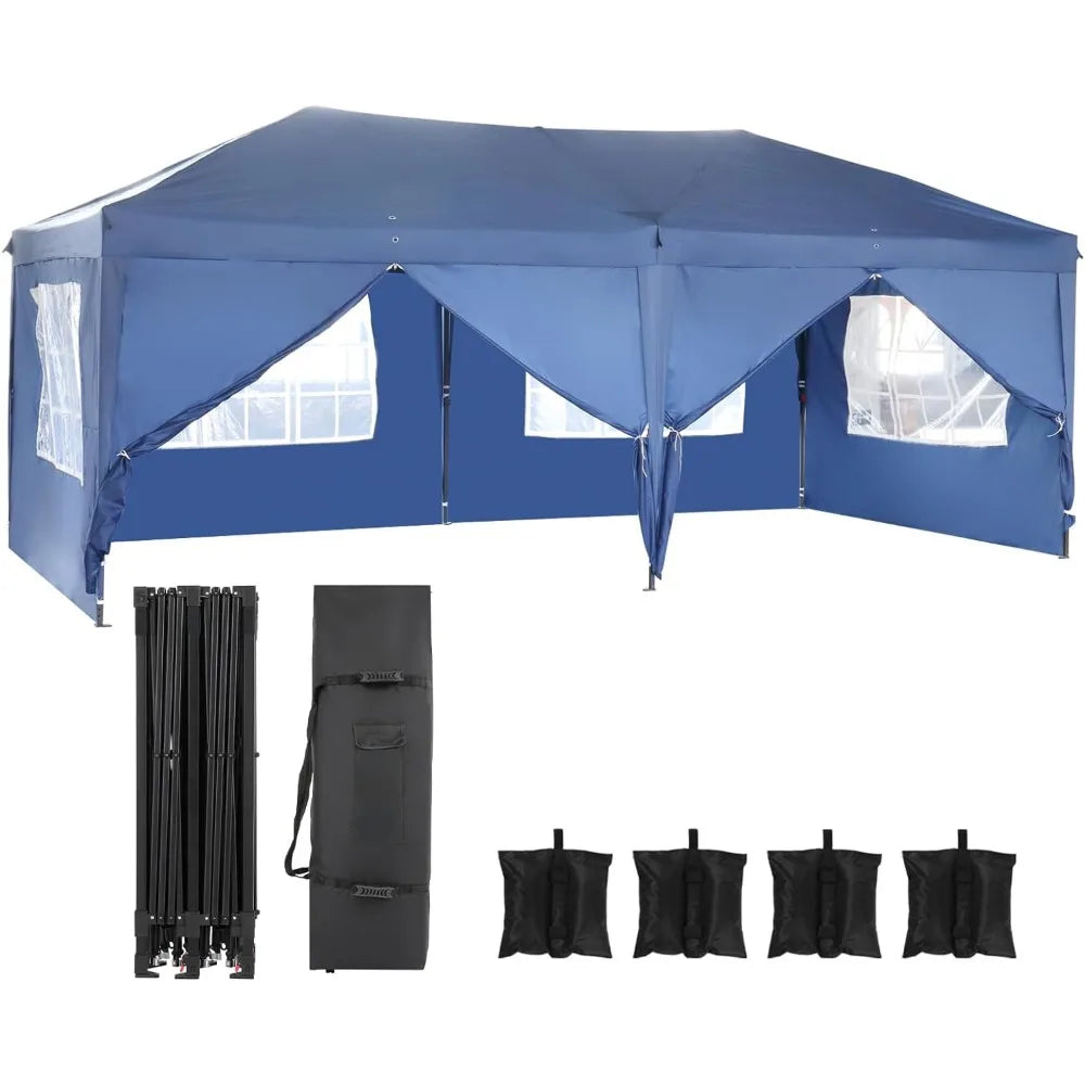 "Pop-Up Rain Shelters with Side Walls and Handbags, Outdoor Pavilion"10x20