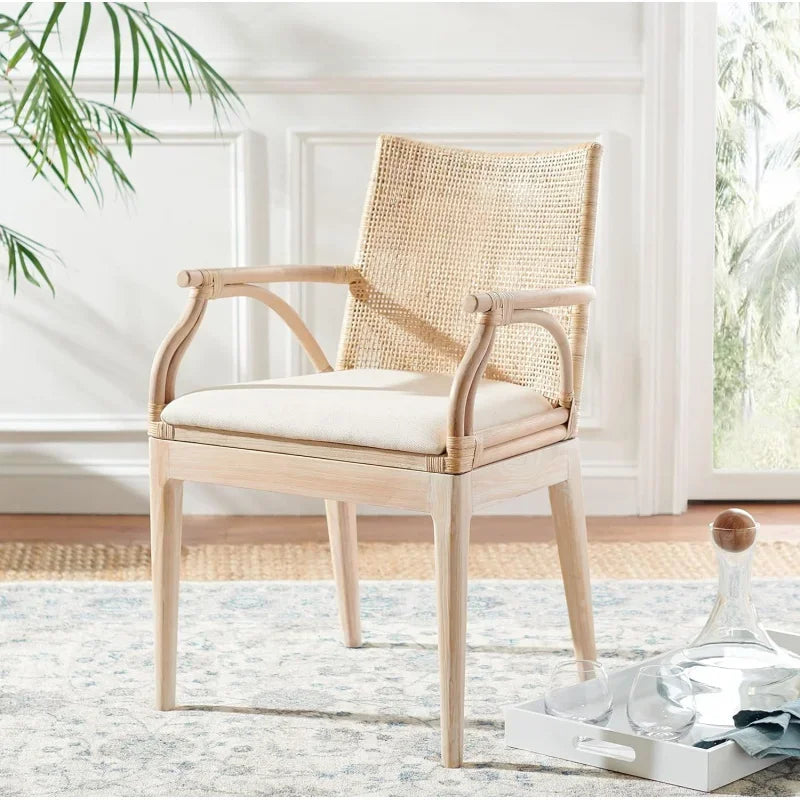 SAFAVIEH Gianni Natural Wash/White Cushion Arm Chair