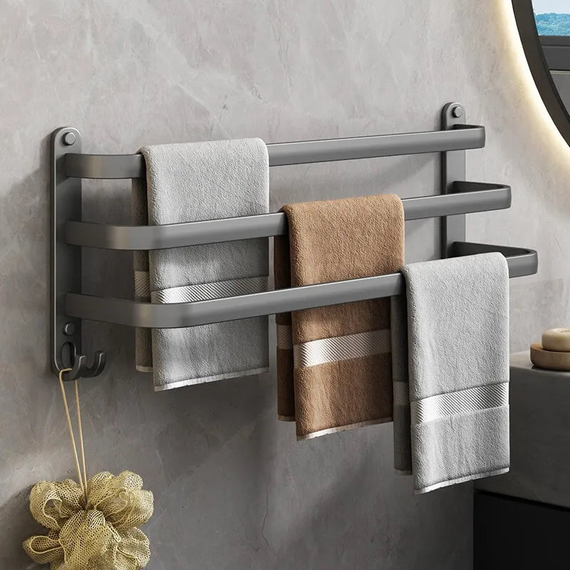 Gray Aluminum Towel Rack - Wall Mounted