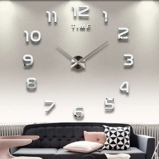 Large 3D Wall Clock Mirror Sticker