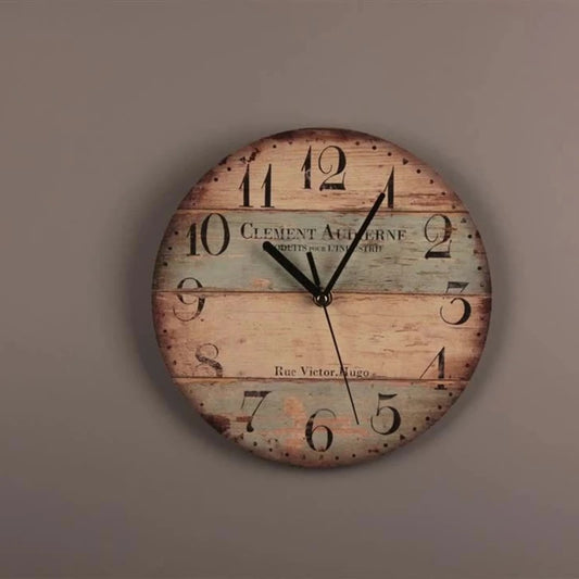 Wooden Silent Wall Clock, 9-inch Coffee Theme