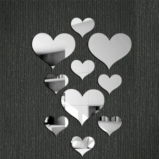 "3D Mirror Love Hearts Wall Stickers"