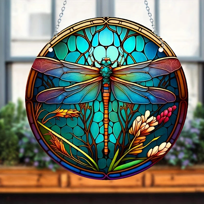 Acrylic Art Beautiful Dragonfly Window Hanging Pendant: