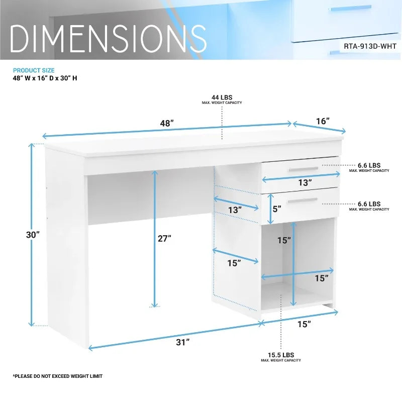 Techni Mobili White Computer Desk