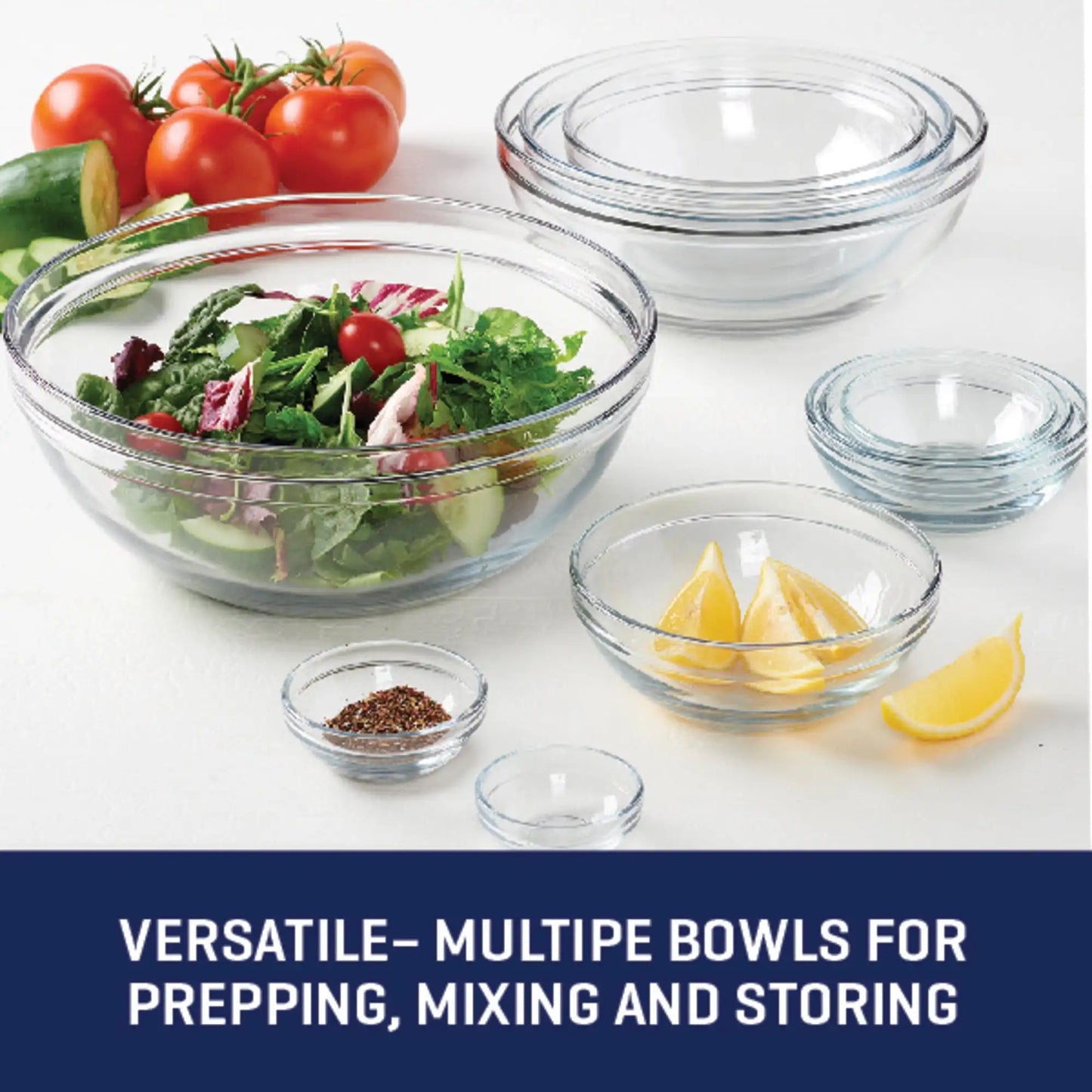 Glass Mixing Bowls, 10 Piece Set