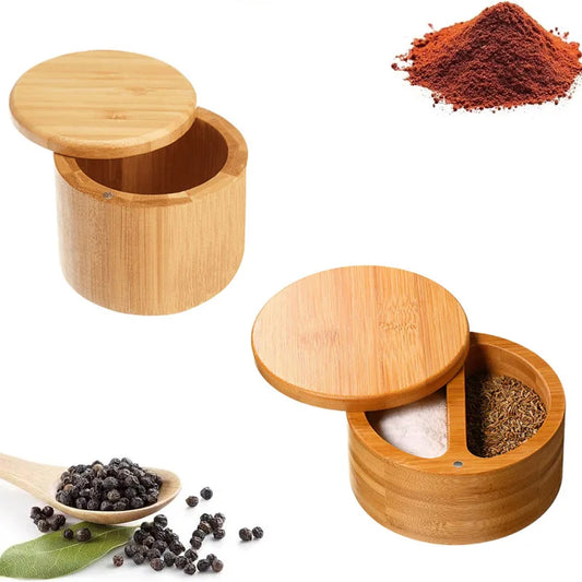 Natural Bamboo Spice Jar Storage Box