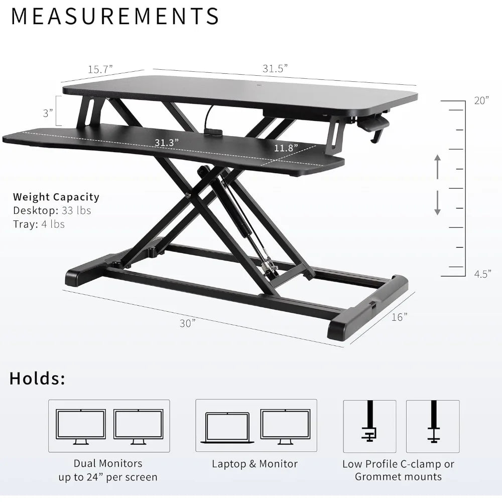 VIVO 32" Desk Converter: Height-Adjustable Sit-to-Stand Riser