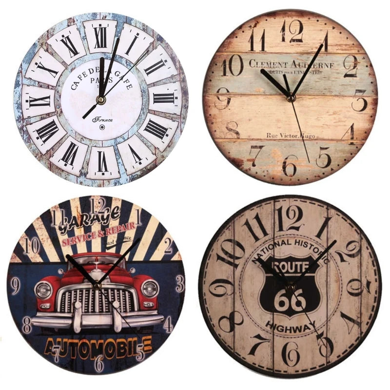 Wooden Silent Wall Clock, 9-inch Coffee Theme