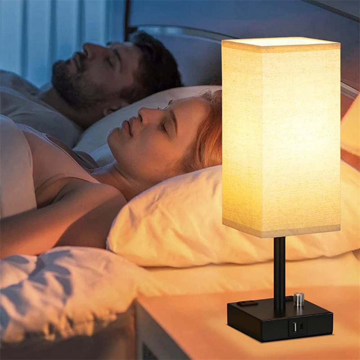 USB Bedside Lamp with Touch Dimming