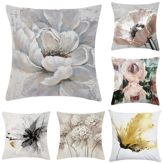 Vintage Floral Polyester Throw Pillowcase