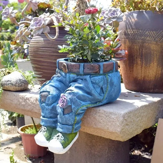 1pc Jeans Pants Shape Flower Pot Resin Statue