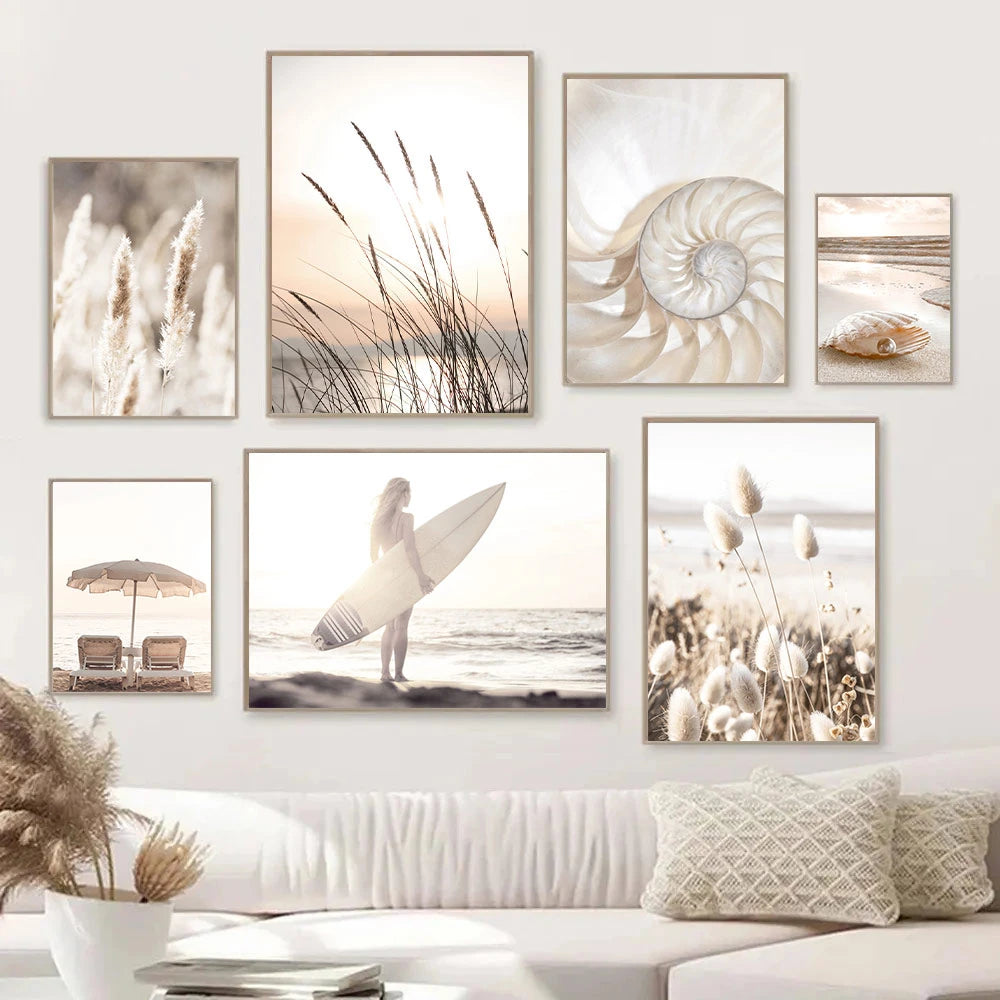 Beach Shell Sunset Canvas Art