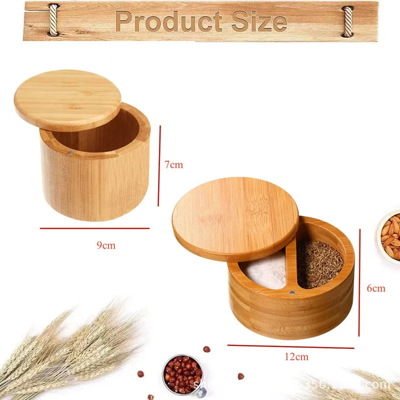 Natural Bamboo Spice Jar Storage Box