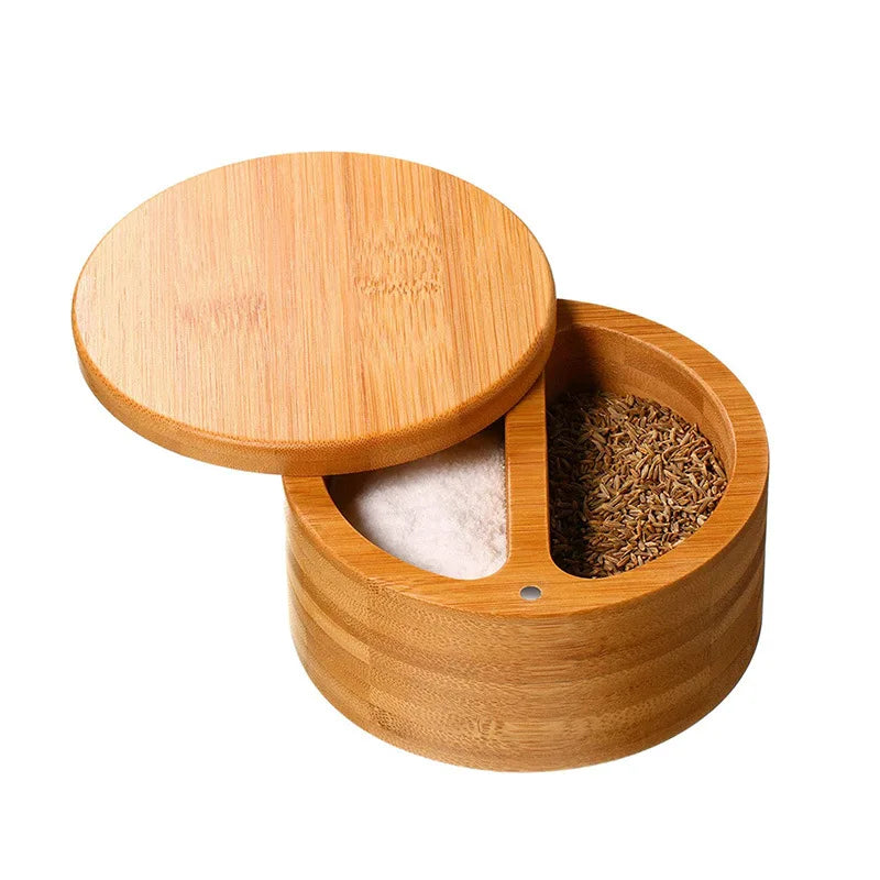 Natural Bamboo Spice Jar Storage Box