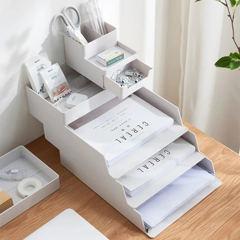 Multifunctional A4 File Tray with Pen Holder