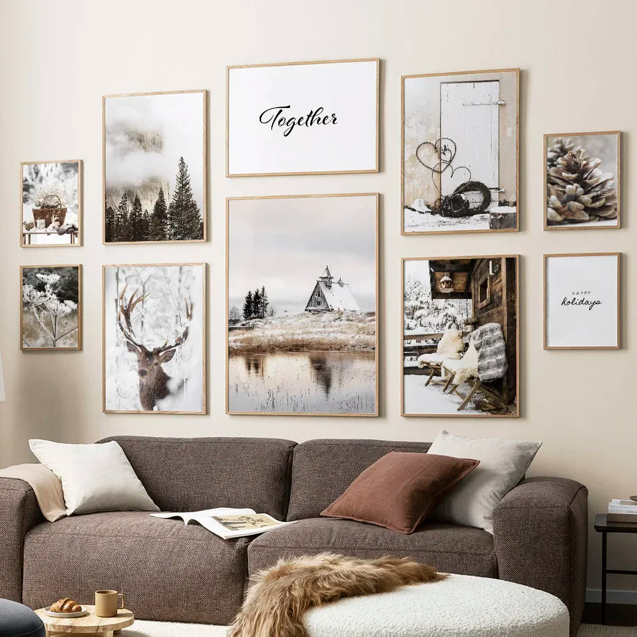 Winter Snow Deer Canvas Art